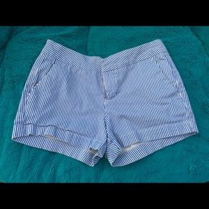 A blue and white pair of shorts